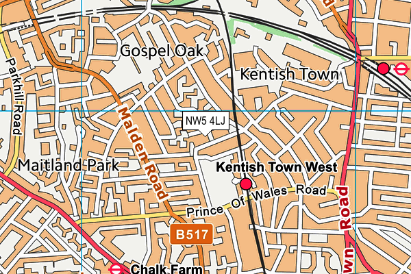 NW5 4LJ map - OS VectorMap District (Ordnance Survey)