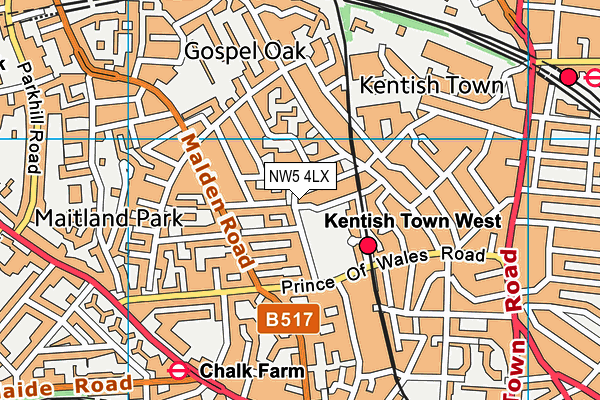 NW5 4LX map - OS VectorMap District (Ordnance Survey) NW5 4LX map - OS VectorMap District (Ordnance Survey)