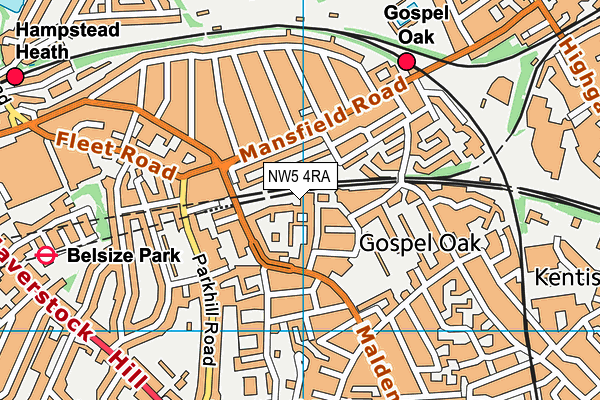 NW5 4RA map - OS VectorMap District (Ordnance Survey)