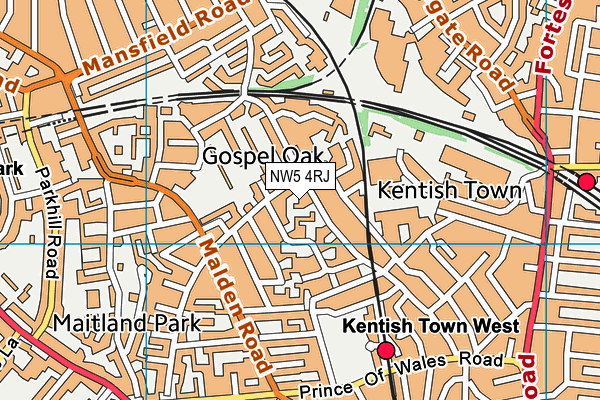 NW5 4RJ map - OS VectorMap District (Ordnance Survey) NW5 4RJ map - OS VectorMap District (Ordnance Survey)