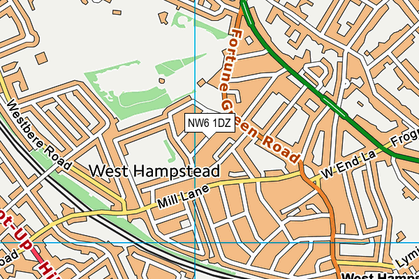 NW6 1DZ map - OS VectorMap District (Ordnance Survey)