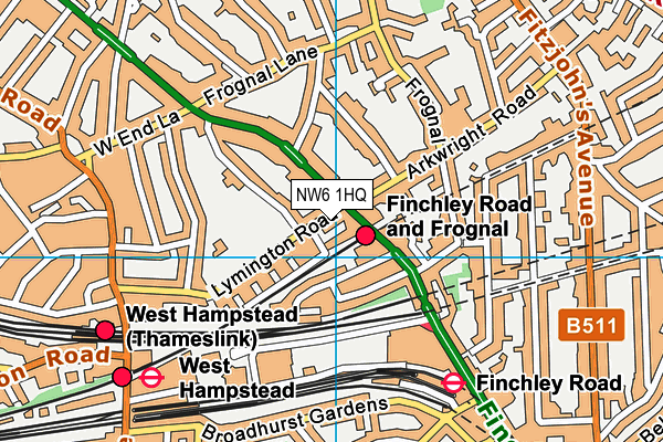 NW6 1HQ map - OS VectorMap District (Ordnance Survey) NW6 1HQ map - OS VectorMap District (Ordnance Survey)