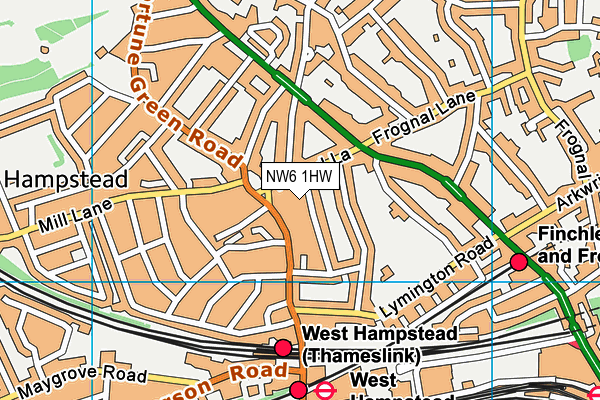 NW6 1HW map - OS VectorMap District (Ordnance Survey) NW6 1HW map - OS VectorMap District (Ordnance Survey)