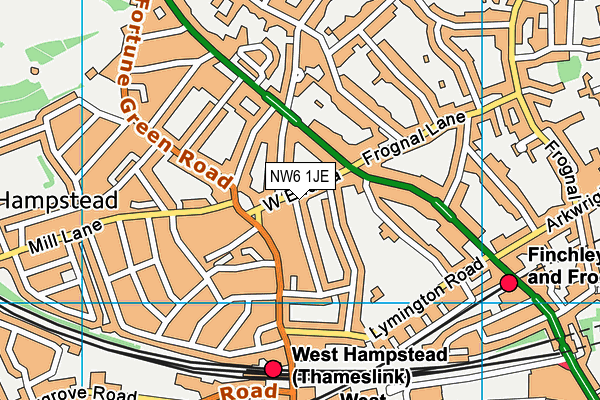 NW6 1JE map - OS VectorMap District (Ordnance Survey)