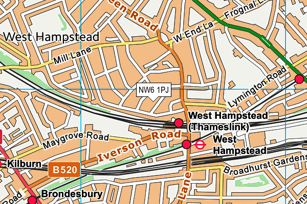 NW6 1PJ map - OS VectorMap District (Ordnance Survey) NW6 1PJ map - OS VectorMap District (Ordnance Survey)