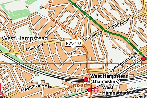NW6 1RJ map - OS VectorMap District (Ordnance Survey)