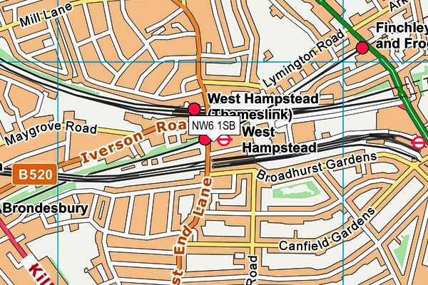 NW6 1SB map - OS VectorMap District (Ordnance Survey) NW6 1SB map - OS VectorMap District (Ordnance Survey)