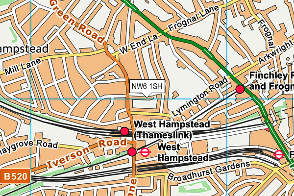 NW6 1SH map - OS VectorMap District (Ordnance Survey) NW6 1SH map - OS VectorMap District (Ordnance Survey)