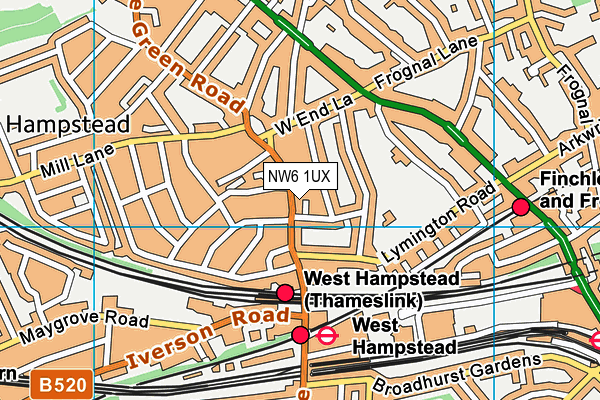 NW6 1UX map - OS VectorMap District (Ordnance Survey) NW6 1UX map - OS VectorMap District (Ordnance Survey)