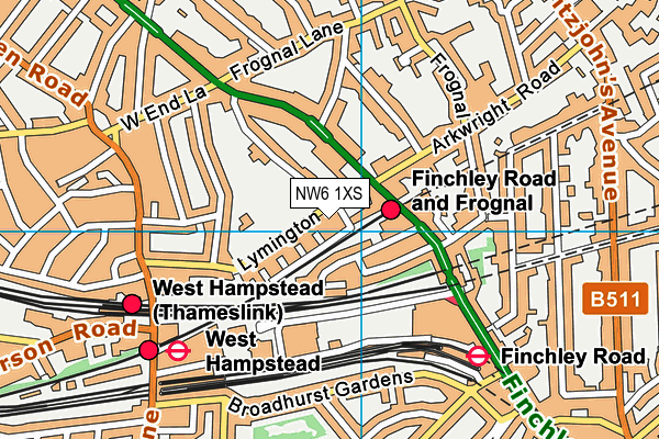 NW6 1XS map - OS VectorMap District (Ordnance Survey)
