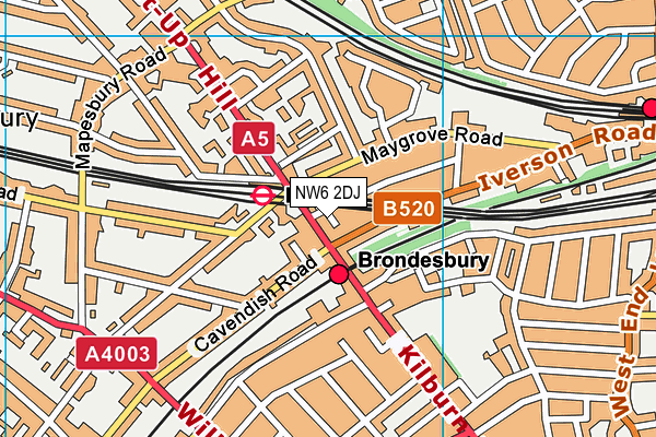 NW6 2DJ map - OS VectorMap District (Ordnance Survey) NW6 2DJ map - OS VectorMap District (Ordnance Survey)