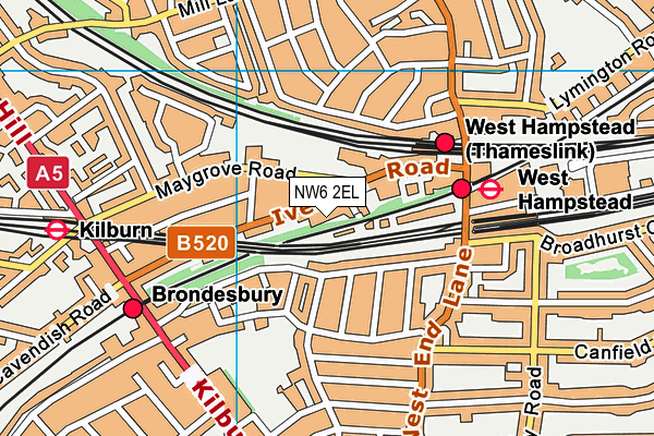 NW6 2EL map - OS VectorMap District (Ordnance Survey) NW6 2EL map - OS VectorMap District (Ordnance Survey)