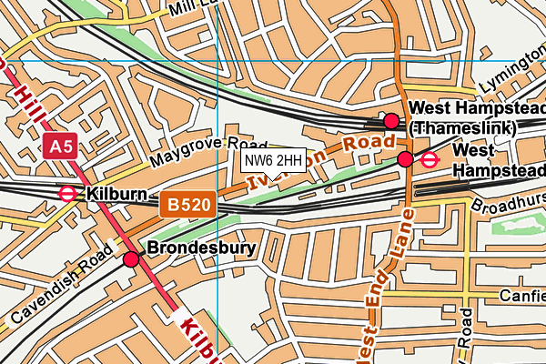 NW6 2HH map - OS VectorMap District (Ordnance Survey) NW6 2HH map - OS VectorMap District (Ordnance Survey)