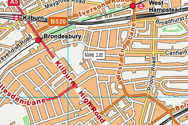 NW6 2JE map - OS VectorMap District (Ordnance Survey) NW6 2JE map - OS VectorMap District (Ordnance Survey)