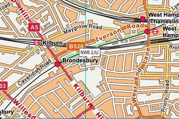NW6 2JU map - OS VectorMap District (Ordnance Survey) NW6 2JU map - OS VectorMap District (Ordnance Survey)