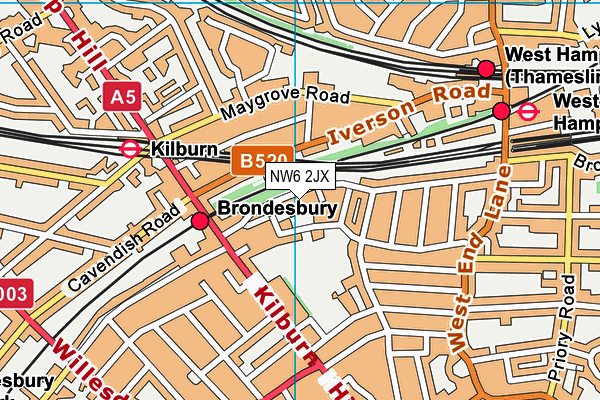NW6 2JX map - OS VectorMap District (Ordnance Survey) NW6 2JX map - OS VectorMap District (Ordnance Survey)