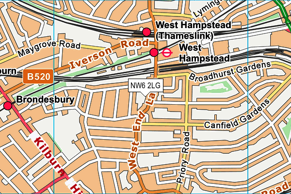 NW6 2LG map - OS VectorMap District (Ordnance Survey) NW6 2LG map - OS VectorMap District (Ordnance Survey)