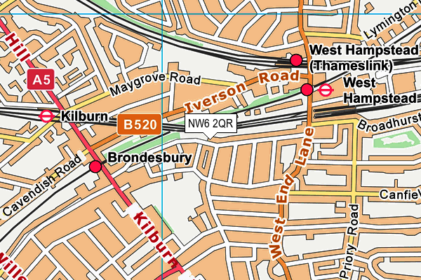 NW6 2QR map - OS VectorMap District (Ordnance Survey) NW6 2QR map - OS VectorMap District (Ordnance Survey)