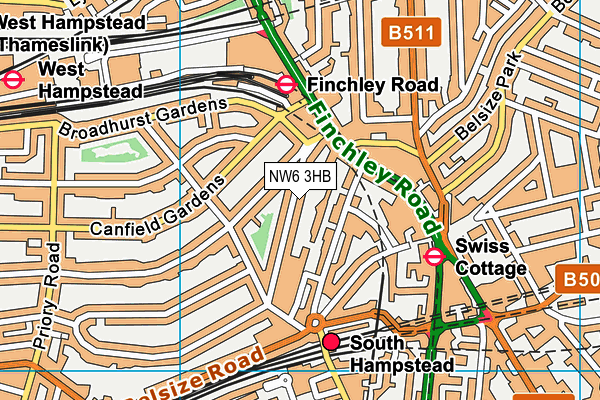 NW6 3HB map - OS VectorMap District (Ordnance Survey) NW6 3HB map - OS VectorMap District (Ordnance Survey)