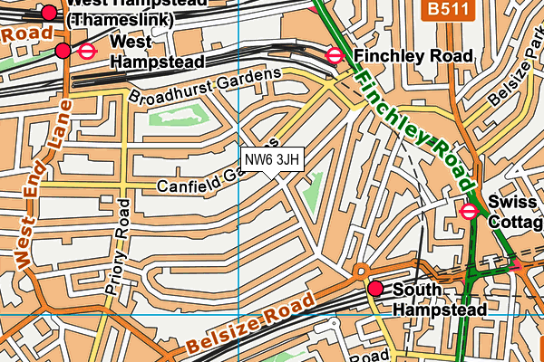 NW6 3JH map - OS VectorMap District (Ordnance Survey) NW6 3JH map - OS VectorMap District (Ordnance Survey)