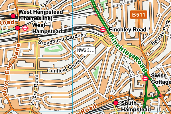 NW6 3JL map - OS VectorMap District (Ordnance Survey) NW6 3JL map - OS VectorMap District (Ordnance Survey)