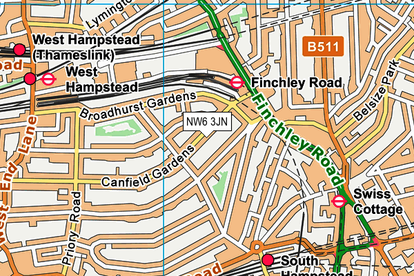 NW6 3JN map - OS VectorMap District (Ordnance Survey) NW6 3JN map - OS VectorMap District (Ordnance Survey)