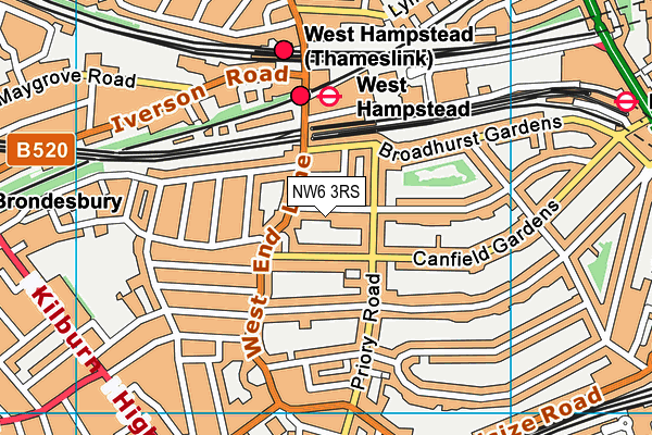 NW6 3RS map - OS VectorMap District (Ordnance Survey)