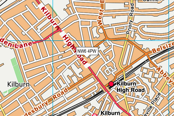 NW6 4PW map - OS VectorMap District (Ordnance Survey) NW6 4PW map - OS VectorMap District (Ordnance Survey)