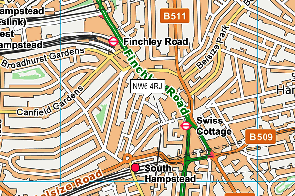 NW6 4RJ map - OS VectorMap District (Ordnance Survey)