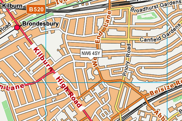 NW6 4SY map - OS VectorMap District (Ordnance Survey) NW6 4SY map - OS VectorMap District (Ordnance Survey)