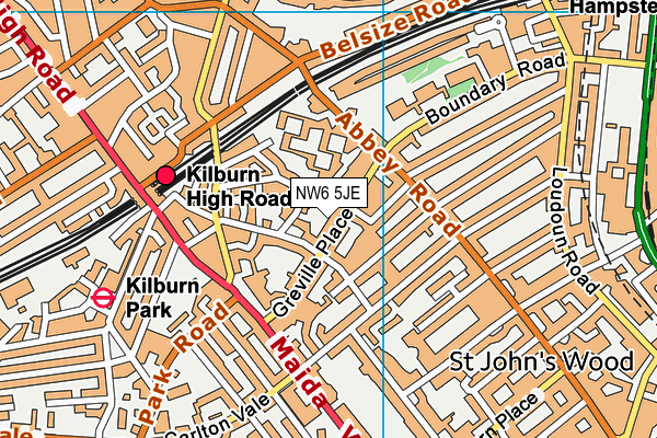 NW6 5JE map - OS VectorMap District (Ordnance Survey) NW6 5JE map - OS VectorMap District (Ordnance Survey)