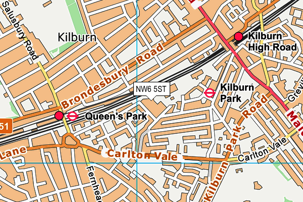 NW6 5ST map - OS VectorMap District (Ordnance Survey) NW6 5ST map - OS VectorMap District (Ordnance Survey)