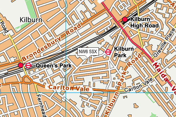 NW6 5SX map - OS VectorMap District (Ordnance Survey) NW6 5SX map - OS VectorMap District (Ordnance Survey)