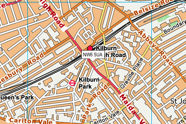 NW6 5UA map - OS VectorMap District (Ordnance Survey)