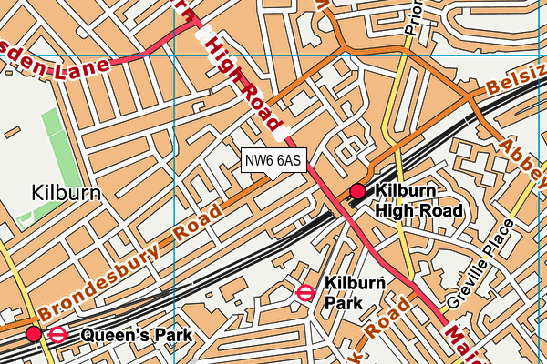 NW6 6AS map - OS VectorMap District (Ordnance Survey)