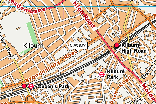 NW6 6AY map - OS VectorMap District (Ordnance Survey) NW6 6AY map - OS VectorMap District (Ordnance Survey)