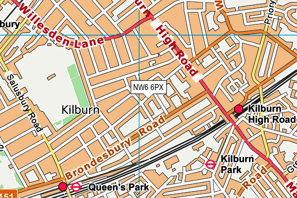 NW6 6PX map - OS VectorMap District (Ordnance Survey)