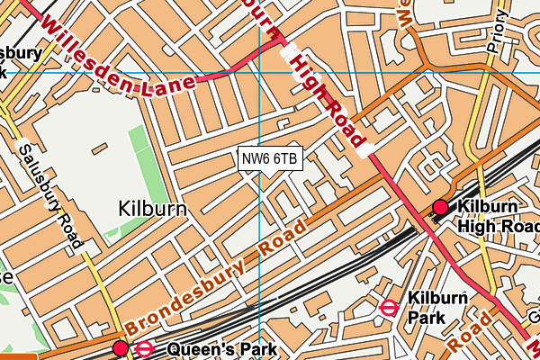 NW6 6TB map - OS VectorMap District (Ordnance Survey)