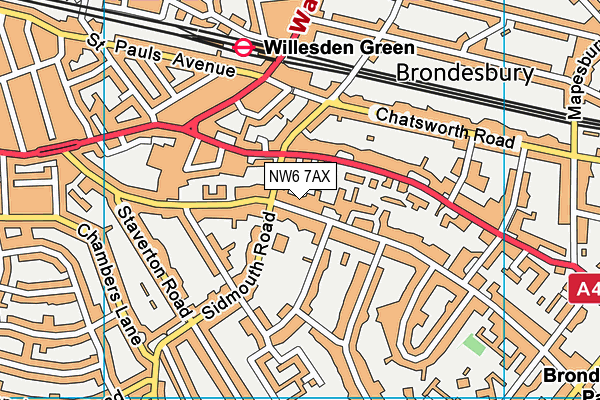 NW6 7AX map - OS VectorMap District (Ordnance Survey) NW6 7AX map - OS VectorMap District (Ordnance Survey)