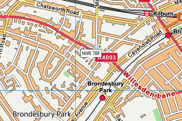 NW6 7BF map - OS VectorMap District (Ordnance Survey) NW6 7BF map - OS VectorMap District (Ordnance Survey)