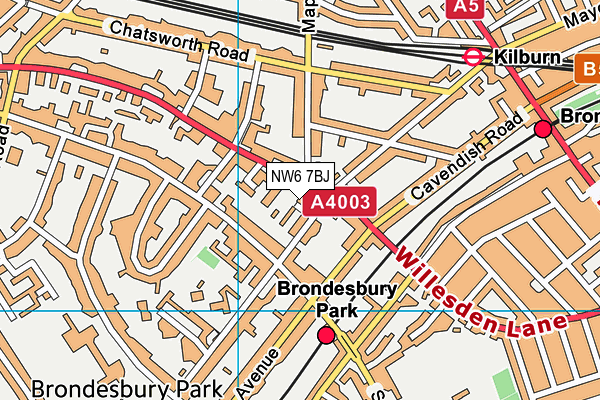 NW6 7BJ map - OS VectorMap District (Ordnance Survey) NW6 7BJ map - OS VectorMap District (Ordnance Survey)
