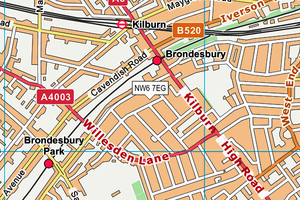 NW6 7EG map - OS VectorMap District (Ordnance Survey) NW6 7EG map - OS VectorMap District (Ordnance Survey)