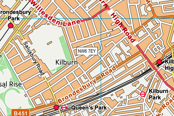 NW6 7EY map - OS VectorMap District (Ordnance Survey) NW6 7EY map - OS VectorMap District (Ordnance Survey)