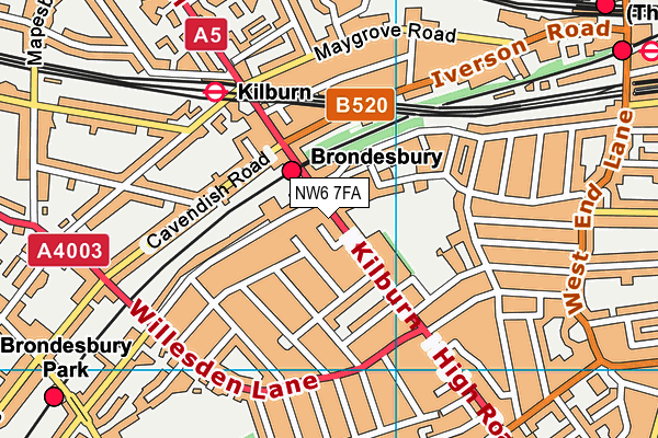 NW6 7FA map - OS VectorMap District (Ordnance Survey) NW6 7FA map - OS VectorMap District (Ordnance Survey)