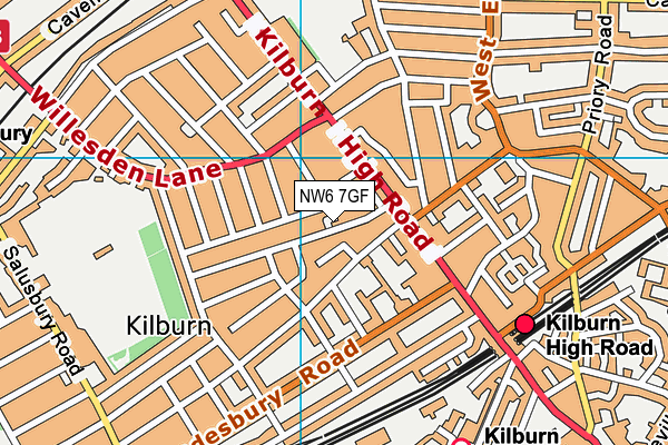NW6 7GF map - OS VectorMap District (Ordnance Survey)