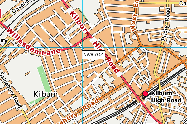 NW6 7GZ map - OS VectorMap District (Ordnance Survey) NW6 7GZ map - OS VectorMap District (Ordnance Survey)