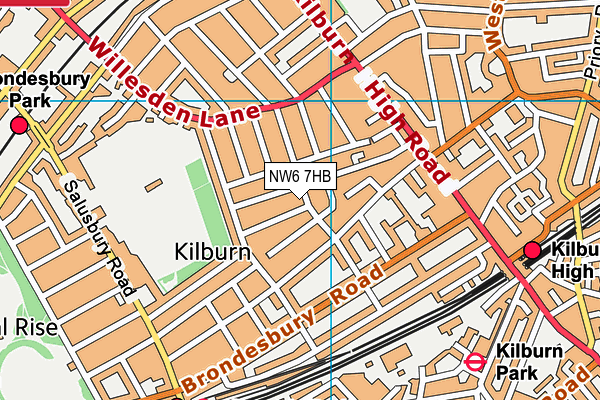 NW6 7HB map - OS VectorMap District (Ordnance Survey) NW6 7HB map - OS VectorMap District (Ordnance Survey)
