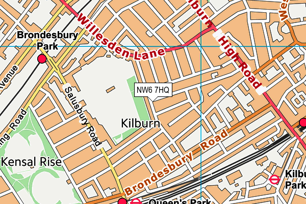 NW6 7HQ map - OS VectorMap District (Ordnance Survey)