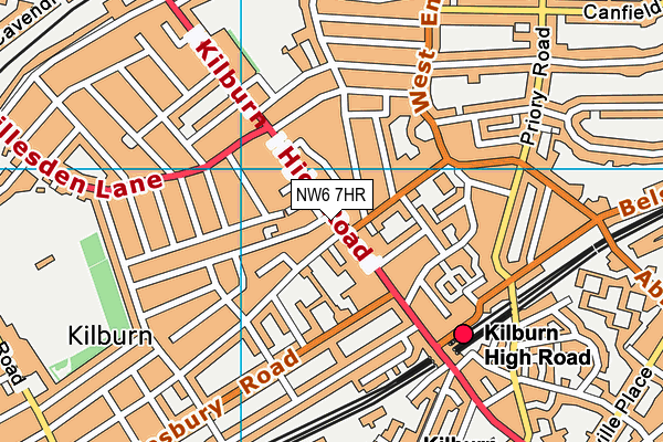 NW6 7HR map - OS VectorMap District (Ordnance Survey) NW6 7HR map - OS VectorMap District (Ordnance Survey)