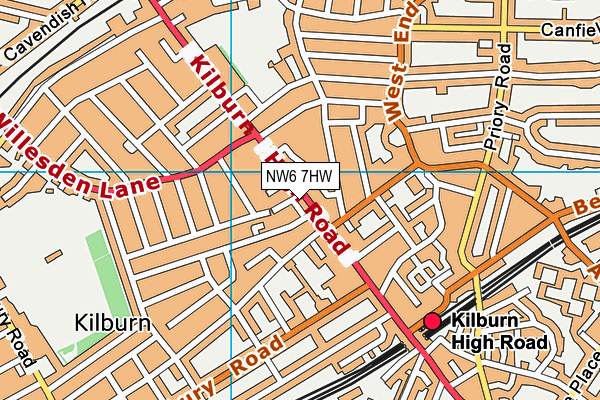NW6 7HW map - OS VectorMap District (Ordnance Survey) NW6 7HW map - OS VectorMap District (Ordnance Survey)